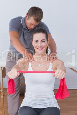 Doctor examining his patient back