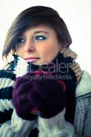 Attractive woman wearing warm clothes