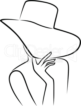 Lady in hat with wide brim that hides the face