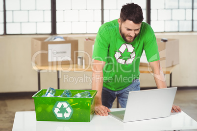 Man working on laptop in office