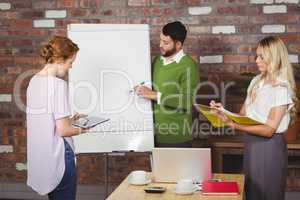 Colleagues working during presentation