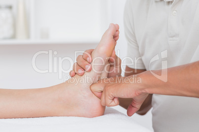 Woman having foot massage