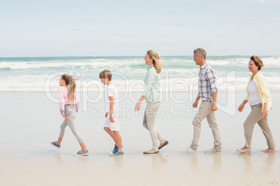 Multi generation family standing beside one another