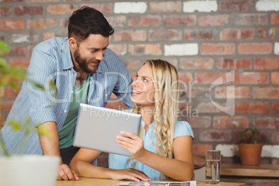 Young colleagues discussing