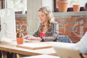 Beautiful businesswoman working in office