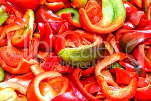 Background from sliced peppers