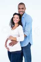 Portrait of couple against white background