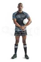 Portrait of confident rugby player standing