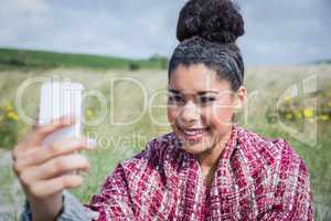 Beautiful woman using her smartphone