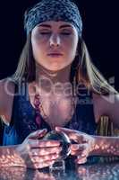 Fortune teller using crystal ball