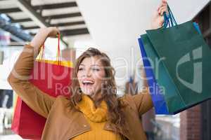 Smiling woman holding shopping bags