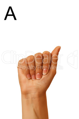 dumb alphabet depicts a hand on a white background