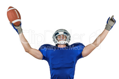 American football player gesturing victory