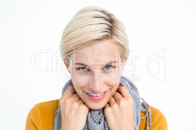 Smiling woman wearing a scarf Smiling woman wearing a scarf