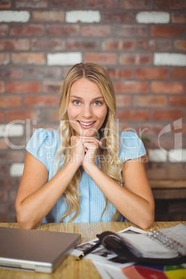 Portrait of woman with hand on chin