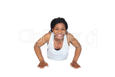 Fit woman doing push up