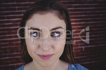 Pretty brunette with crossed eyes