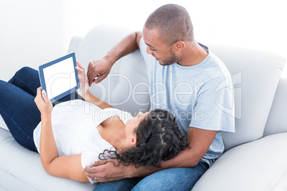 Couple enjoying with laptop