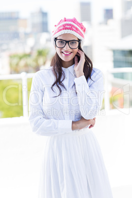 Beautiful brunette smiling at camera