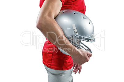 American football player with helmet