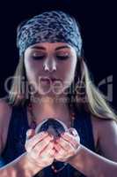 Fortune teller using crystal ball