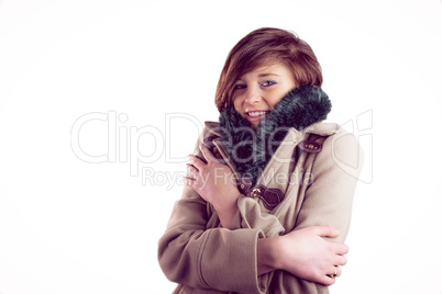 Attractive woman wearing a warm coat