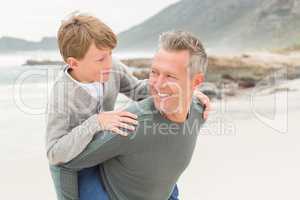 Young boy with his father