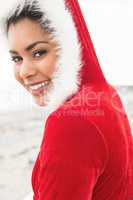 Attractive woman wearing a christmas styled jumper