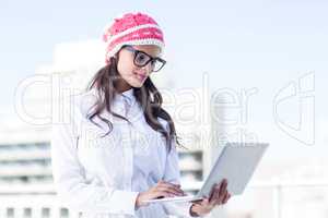 Pretty woman using her laptop