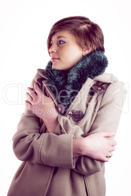 Attractive woman wearing a warm coat