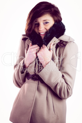 Attractive woman wearing a warm coat