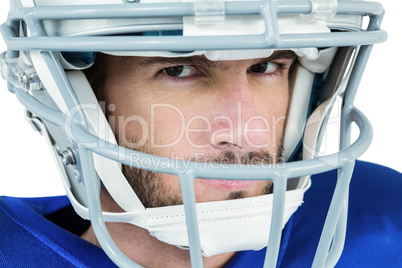 Close-up portrait of stern American football player Close-up portrait of stern American football player