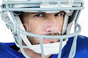 Close-up portrait of stern American football player