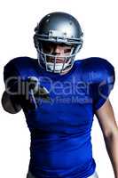 American football player pointing