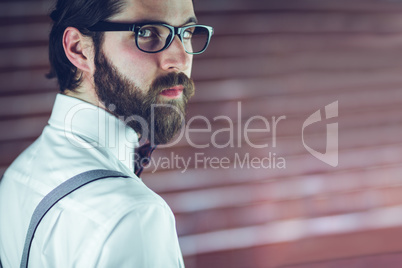 Portrait of serious man wearing eyeglasses