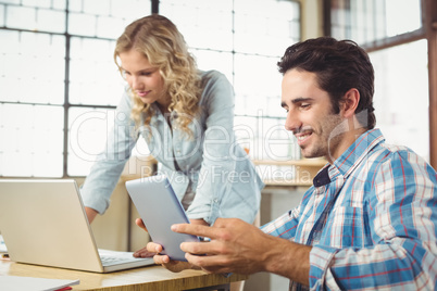 Business people working on technology at office