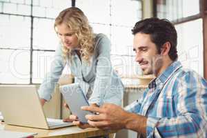 Business people working on technology at office