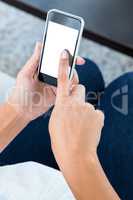 Woman touching on smart phone