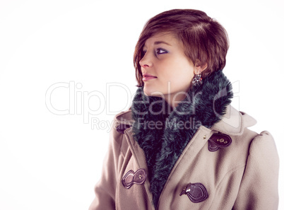 Attractive woman wearing a warm coat