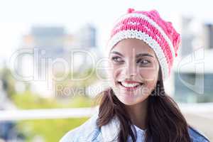 Beautiful woman wearing woolly hat