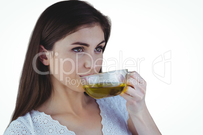 Pretty woman sipping herbal tea