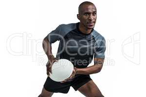 Rugby player in position to throw ball