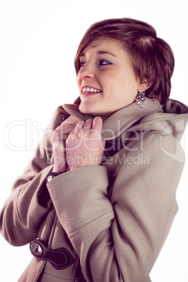 Attractive woman wearing a warm coat