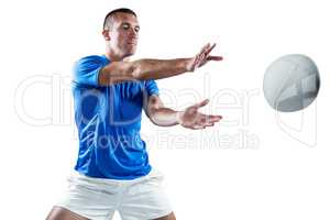 Rugby player catching the ball