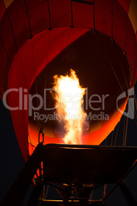Burner shooting flames into hot air balloon