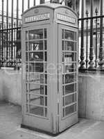 Black and white Red phone box in London