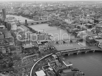 Black and white Aerial view of London