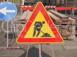 Road works sign