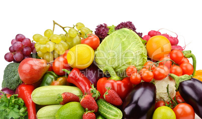 fruits and vegetables isolated on white background