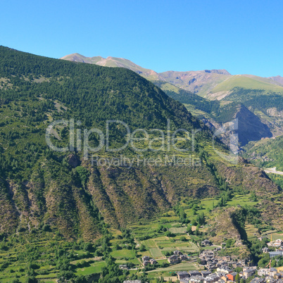 scenic mountains and the city in a mountain valley